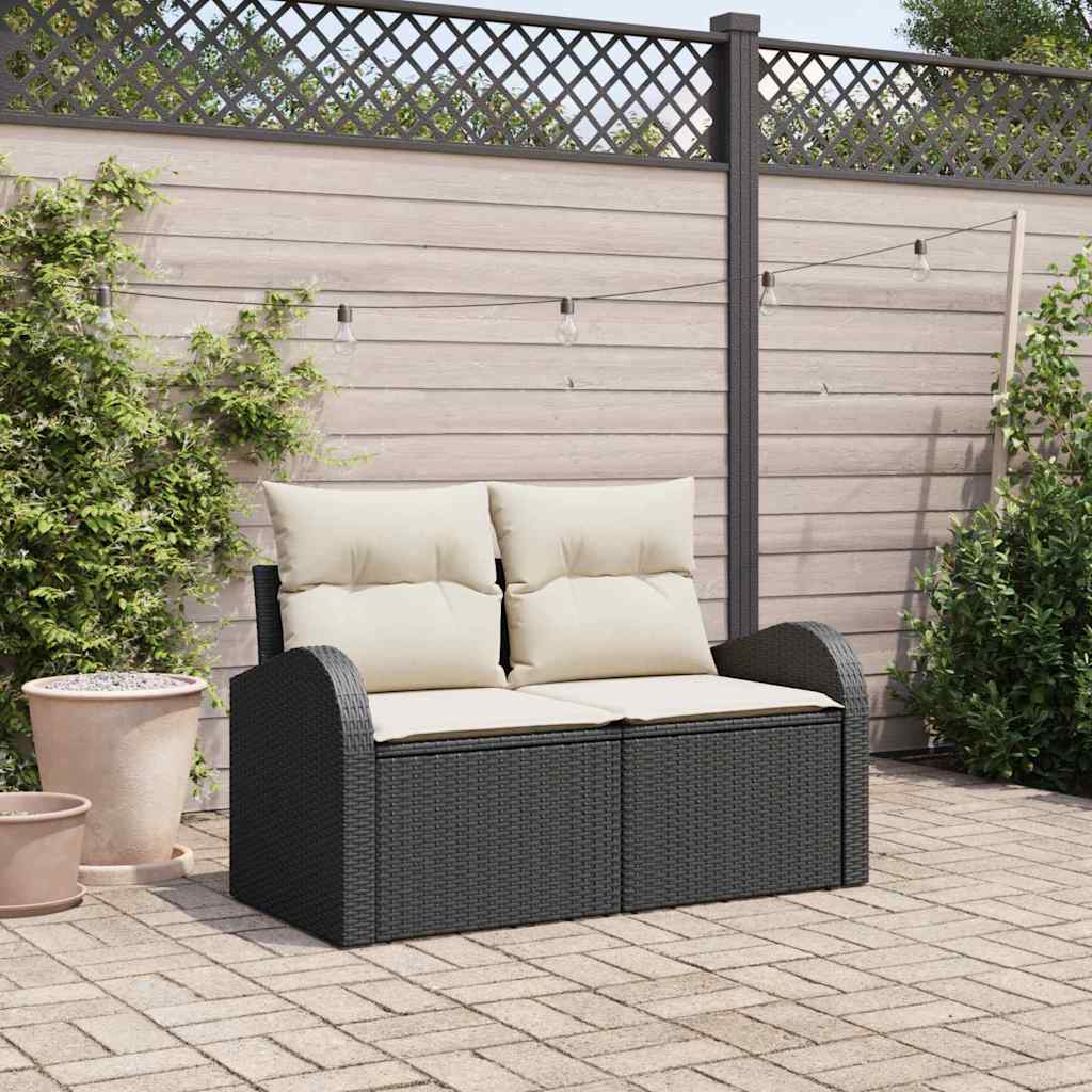 Divano da giardino-Sofa da Giardino-Divano da esterno Nero 124 x 62 x 69cm polyrattan 709493