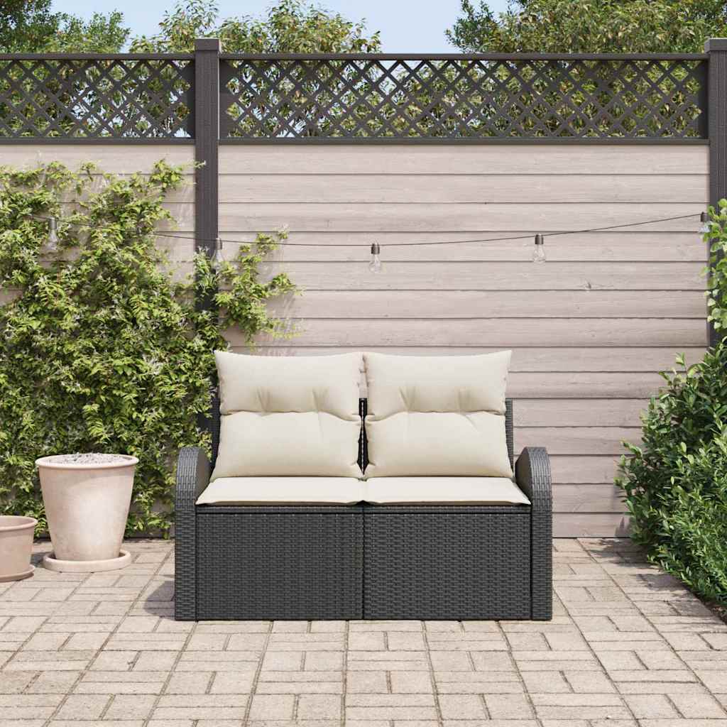 Divano da giardino-Sofa da Giardino-Divano da esterno Nero 124 x 62 x 69cm polyrattan 709493