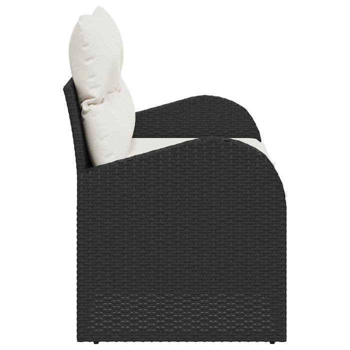 Divano da giardino con cuscino Nero 124 x 62 x 69cm polyrattan 42006732