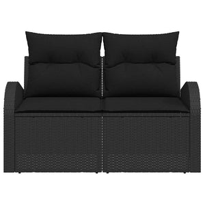 Divano da giardino con cuscino Nero 124 x 62 x 69cm polyrattan 42006741