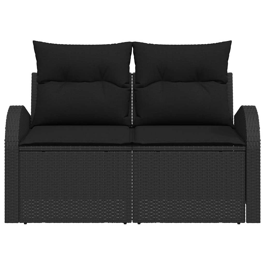 Divano da giardino con cuscino Nero 124 x 62 x 69cm polyrattan 42006741