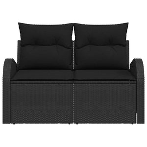 Divano da giardino con cuscino Nero 124 x 62 x 69cm polyrattan 42006741