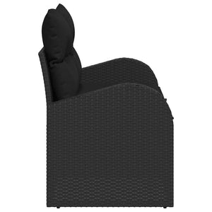 Divano da giardino con cuscino Nero 124 x 62 x 69cm polyrattan 42006741