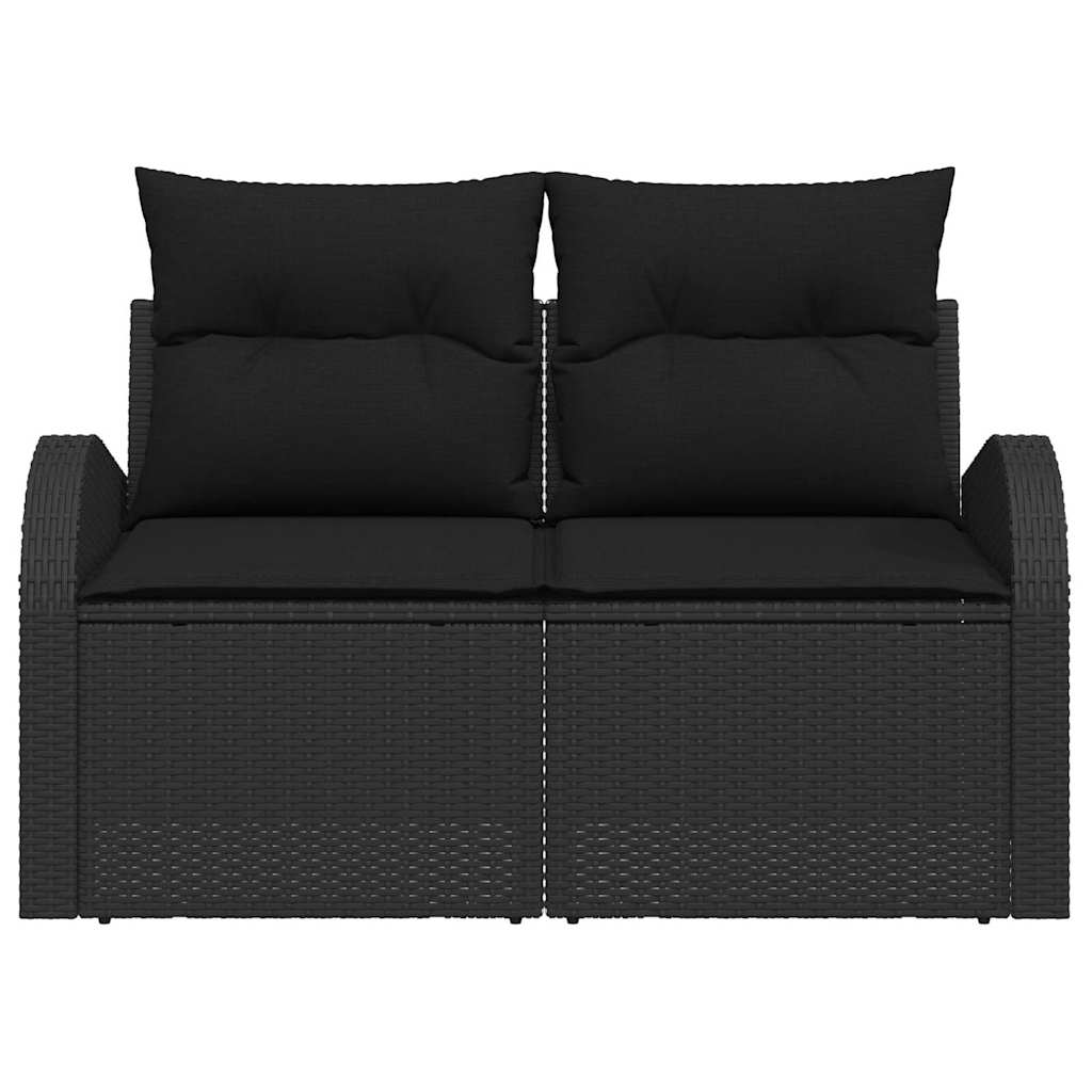 Divano da giardino con cuscino Nero 124 x 62 x 69cm polyrattan 42006751