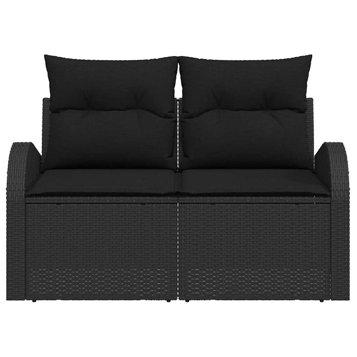 Divano da giardino con cuscino Nero 124 x 62 x 69cm polyrattan 42006751