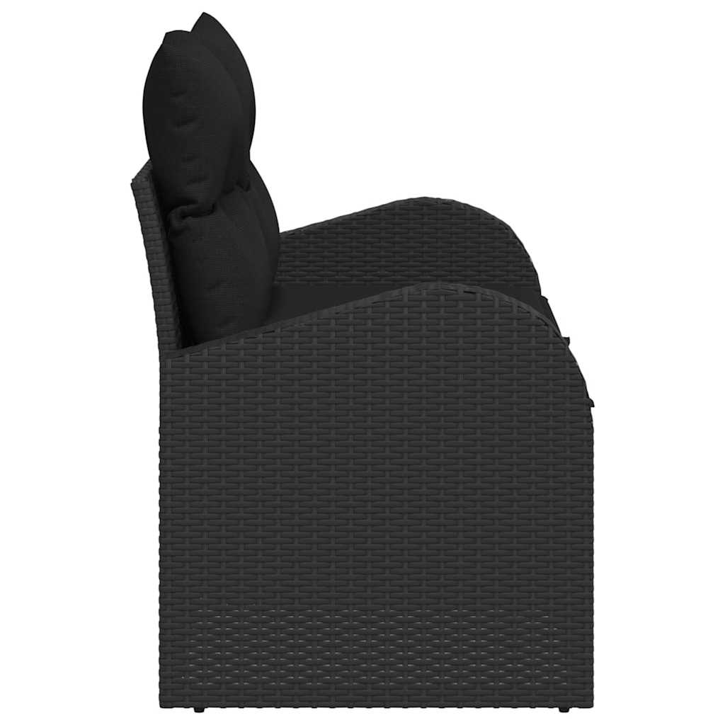 Divano da giardino con cuscino Nero 124 x 62 x 69cm polyrattan 42006751