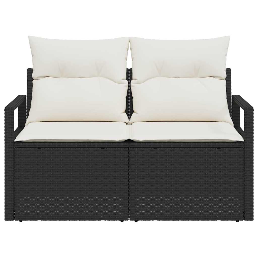 Divano da giardino con cuscino Nero 120 x 62 x 69cm polyrattan 42006752
