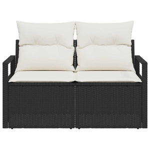 Divano da giardino con cuscino Nero 120 x 62 x 69cm polyrattan 42006752