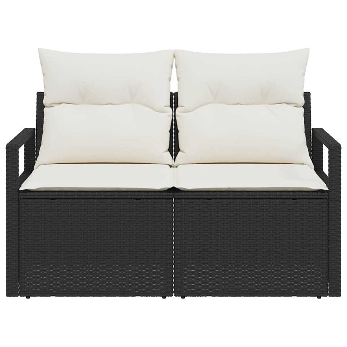 Divano da giardino con cuscino Nero 120 x 62 x 69cm polyrattan 42006752