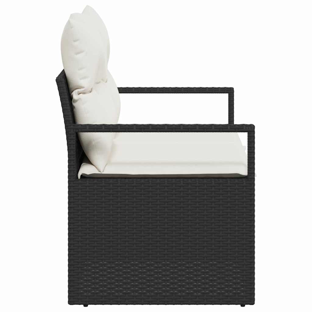 Divano da giardino con cuscino Nero 120 x 62 x 69cm polyrattan 42006752