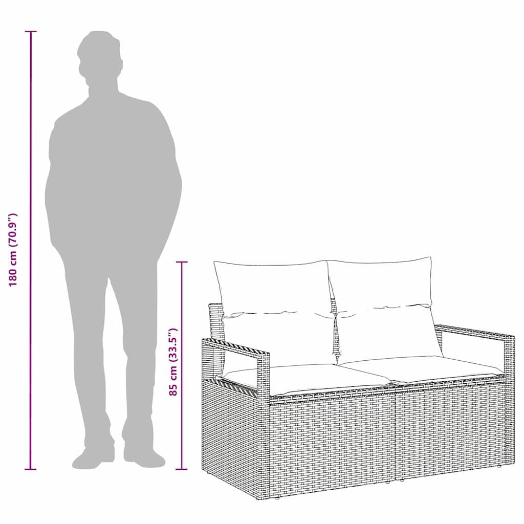 Divano da giardino Grigio 120 x 62 x 69cm polyrattan 42006764