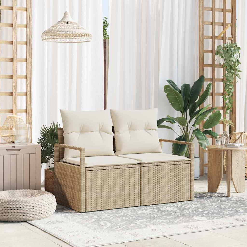 Divano da giardino con cuscino Beige 120 x 62 x 69cm polyrattan 42006766