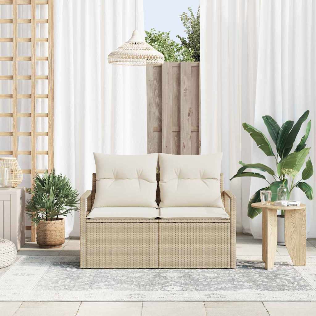 Divano da giardino con cuscino Beige 120 x 62 x 69cm polyrattan 42006766