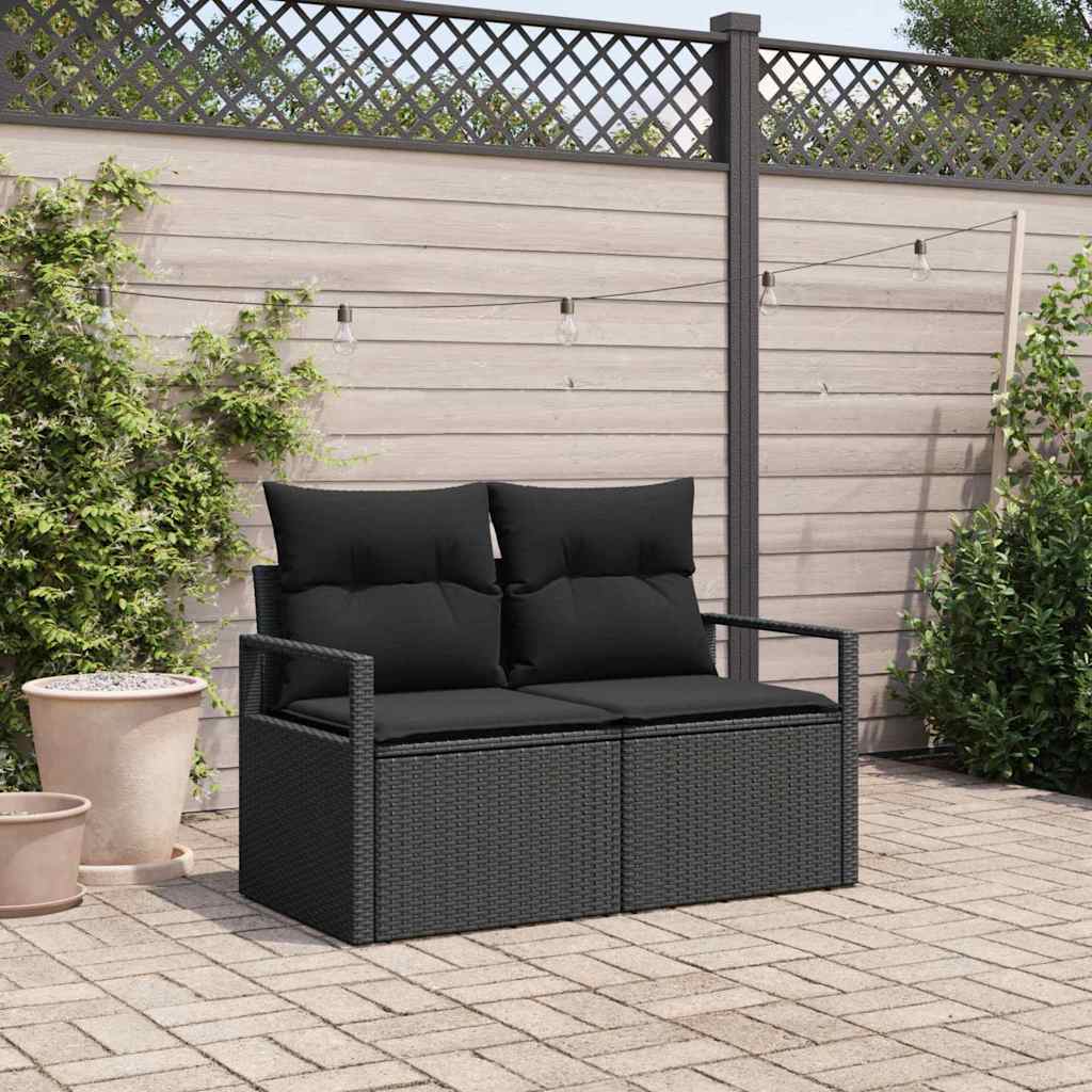 Divano da giardino con cuscino Nero 120 x 62 x 69cm polyrattan 42006771