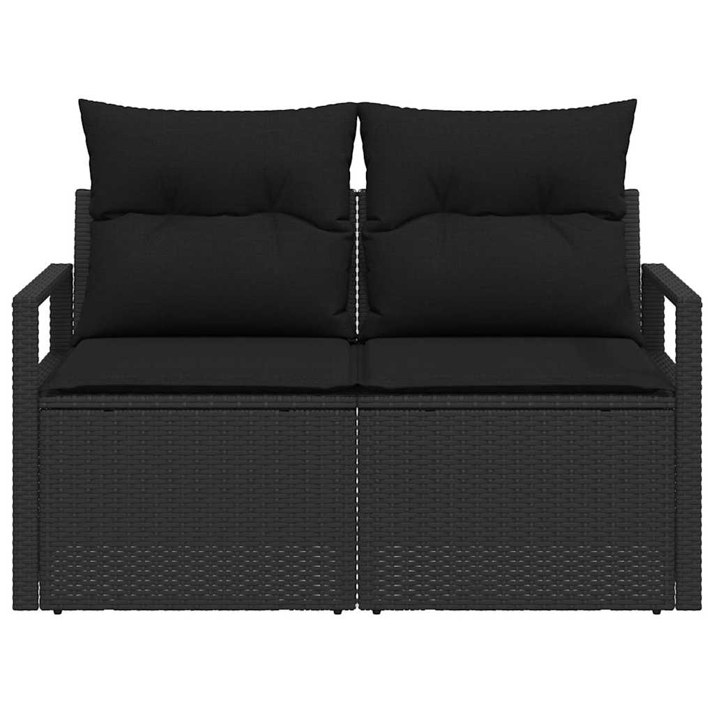 Divano da giardino con cuscino Nero 120 x 62 x 69cm polyrattan 42006771