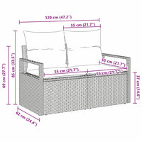 Divano da giardino con cuscino Nero 120 x 62 x 69cm polyrattan 42006771
