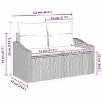 Divano da giardino Grigio 123 x 62 x 69cm polyrattan 42006777