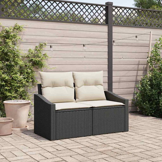 Divano da giardino con cuscino Nero 123 x 62 x 69cm polyrattan 42006782