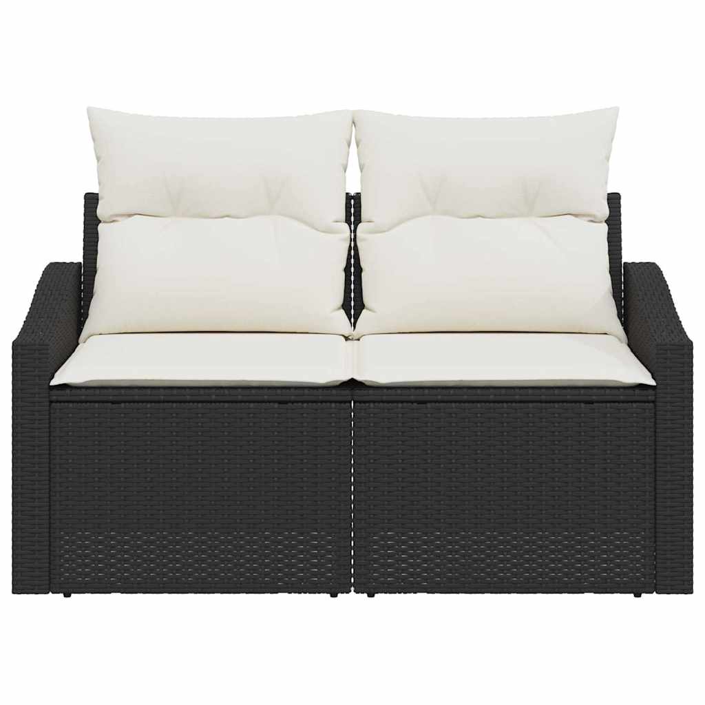 Divano da giardino con cuscino Nero 123 x 62 x 69cm polyrattan 42006782