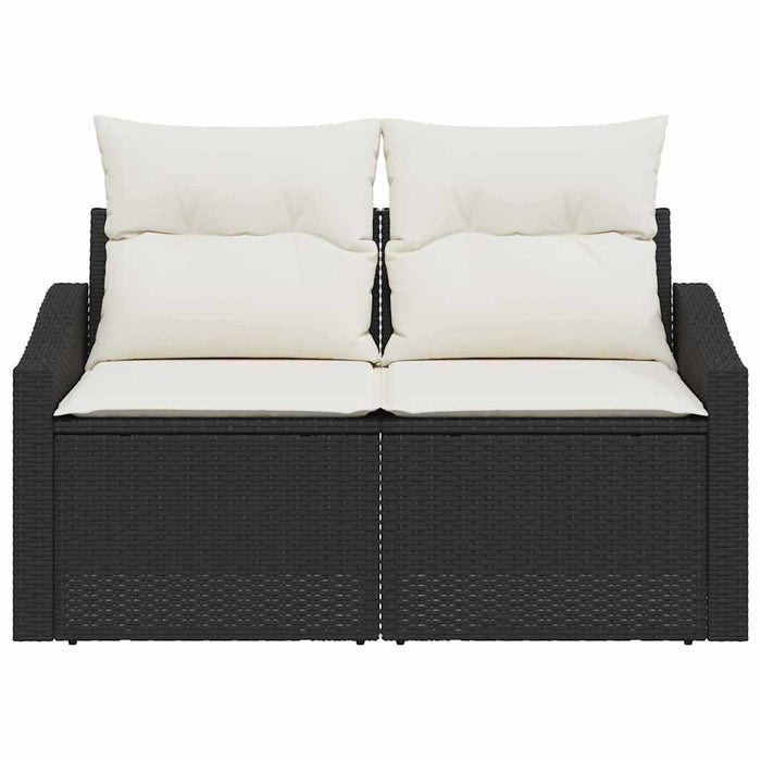 Divano da giardino con cuscino Nero 123 x 62 x 69cm polyrattan 42006782