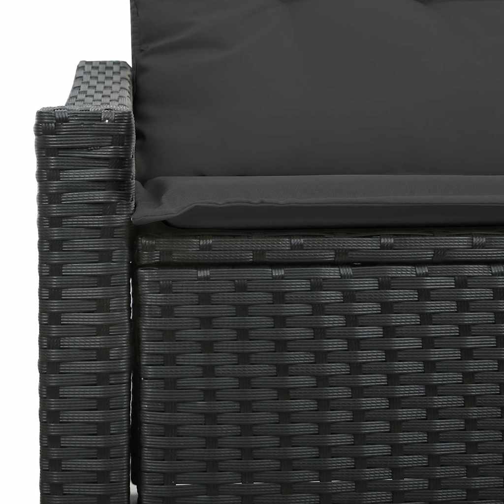 Divano da giardino con cuscino Nero 123 x 62 x 69cm polyrattan 42006791