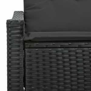 Divano da giardino con cuscino Nero 123 x 62 x 69cm polyrattan 42006791