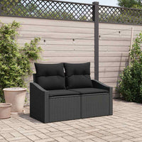 Divano da giardino con cuscino Nero 123 x 62 x 69cm polyrattan 42006791