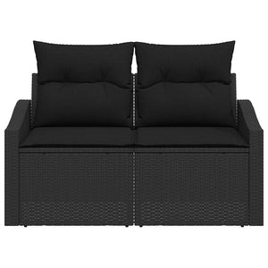Divano da giardino con cuscino Nero 123 x 62 x 69cm polyrattan 42006791