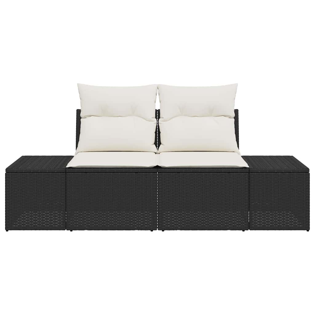 Divano da giardino con cuscino Nero 123 x 62 x 69cm polyrattan 42006792
