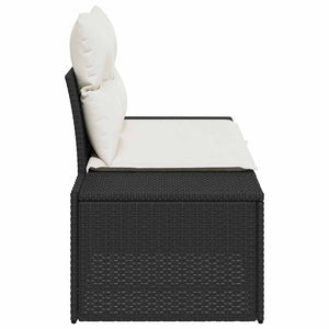 Divano da giardino con cuscino Nero 123 x 62 x 69cm polyrattan 42006792