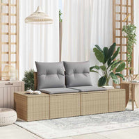 Divano da giardino con cuscino Beige 123 x 62 x 69cm polyrattan 42006795