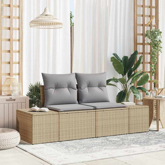 Divano da giardino con cuscino Beige 123 x 62 x 69cm polyrattan 42006795