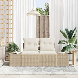 Divano da giardino con cuscino Beige 123 x 62 x 69cm polyrattan 42006796