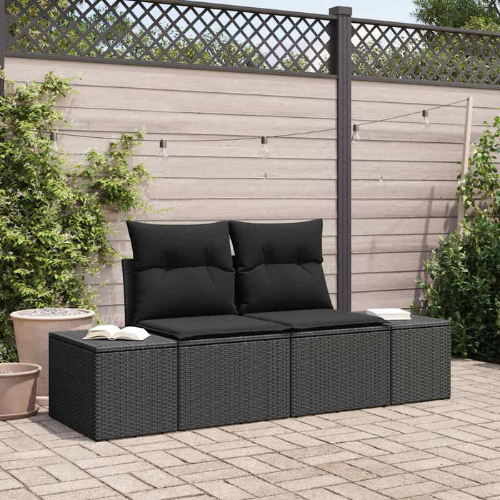 Divano da giardino con cuscino Nero 123 x 62 x 69cm polyrattan 42006801
