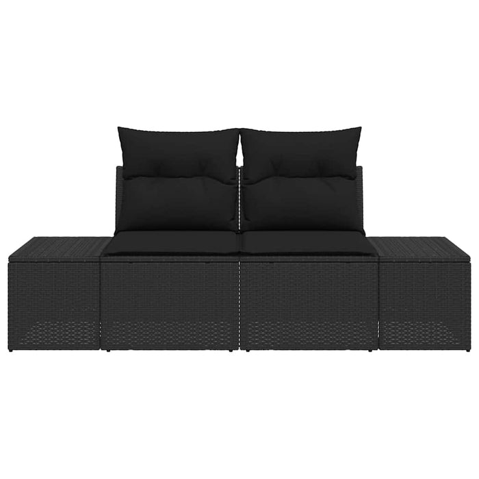 Divano da giardino con cuscino Nero 123 x 62 x 69cm polyrattan 42006801