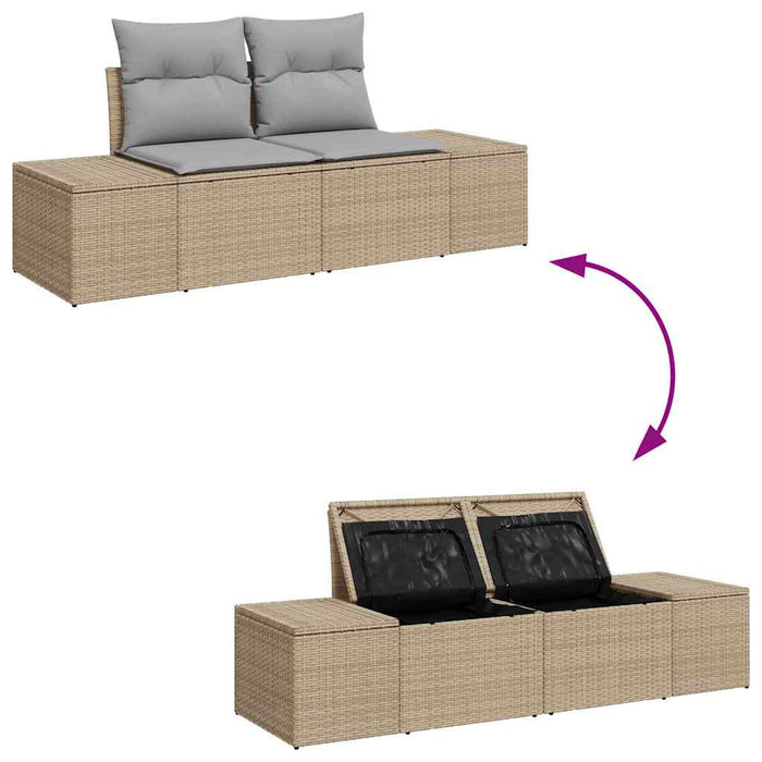 Divano da giardino con cuscino Beige 123 x 62 x 69cm polyrattan 42006805