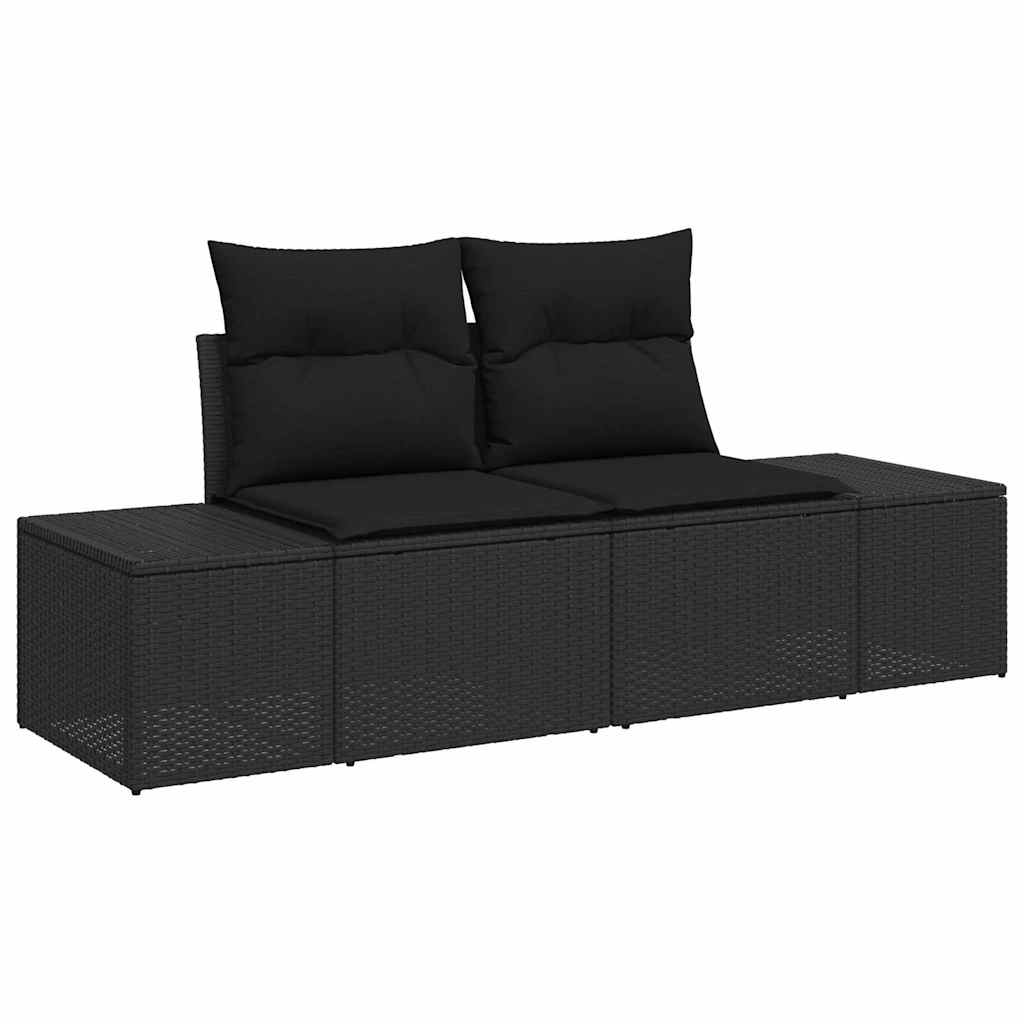 Divano da giardino con cuscino Nero 123 x 62 x 69cm polyrattan 42006811