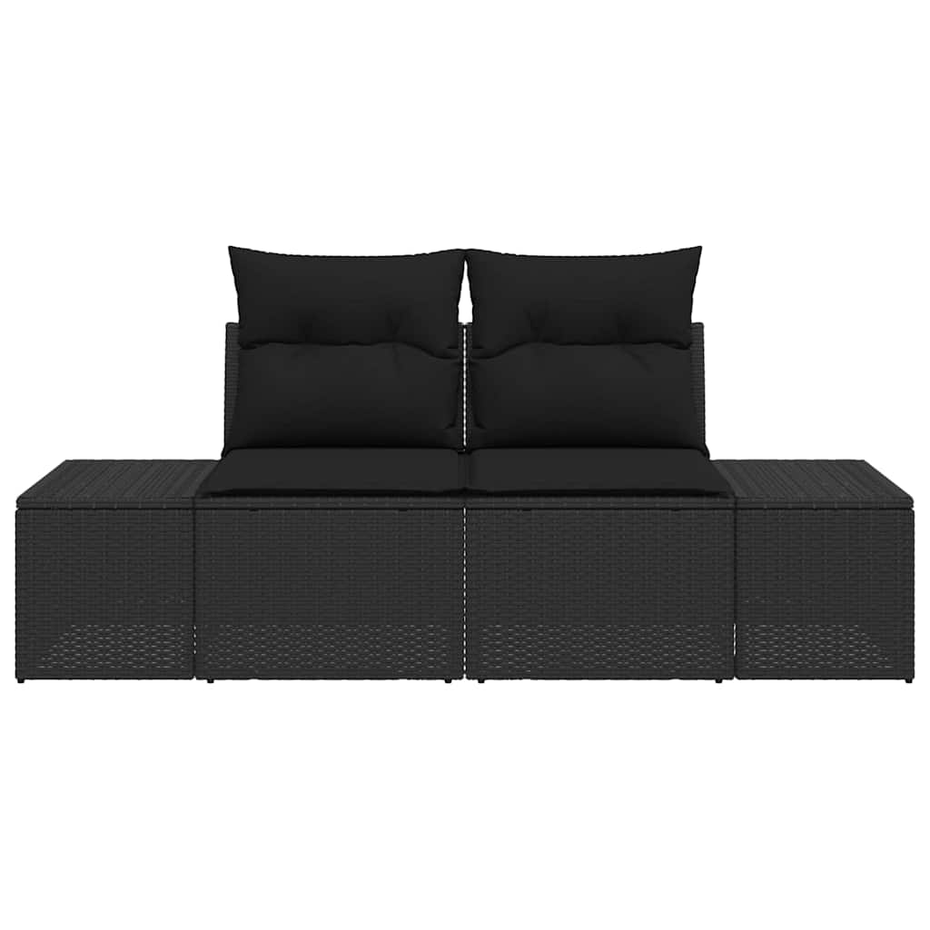 Divano da giardino con cuscino Nero 123 x 62 x 69cm polyrattan 42006811