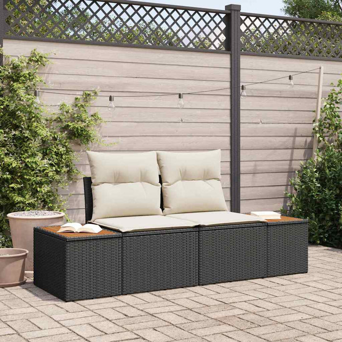 Divano da giardino Nero 184 x 62 x 85cm polyrattan 42006812