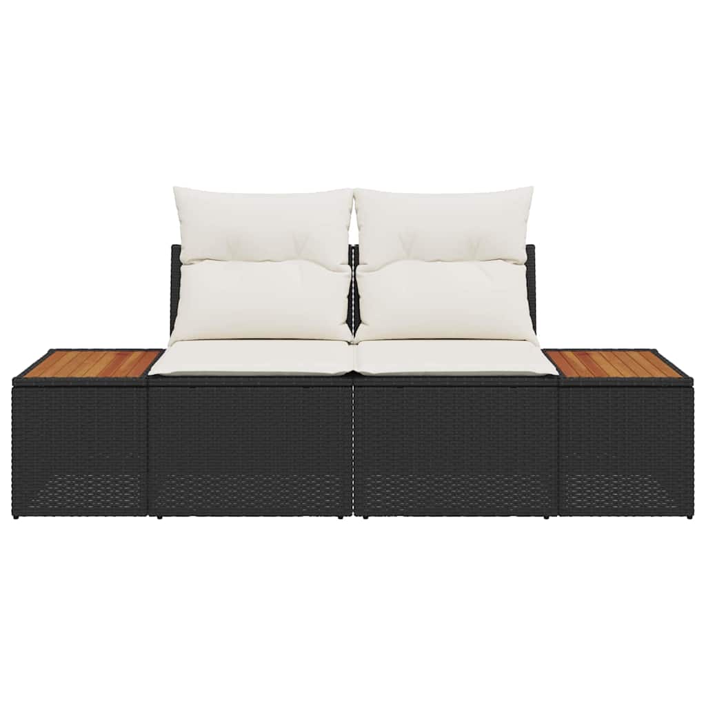 Divano da giardino Nero 184 x 62 x 85cm polyrattan 42006812