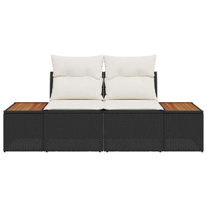 Divano da giardino Nero 184 x 62 x 85cm polyrattan 42006812
