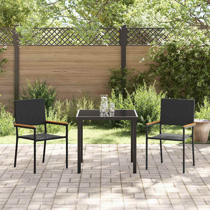 Sedie impilabili da giardino 2 pcs Nero e Marrone 42006825