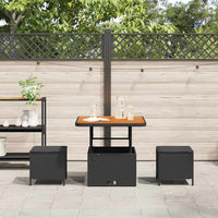 Set da Pranzo per Giardino Nero Poly Rattan 42007911