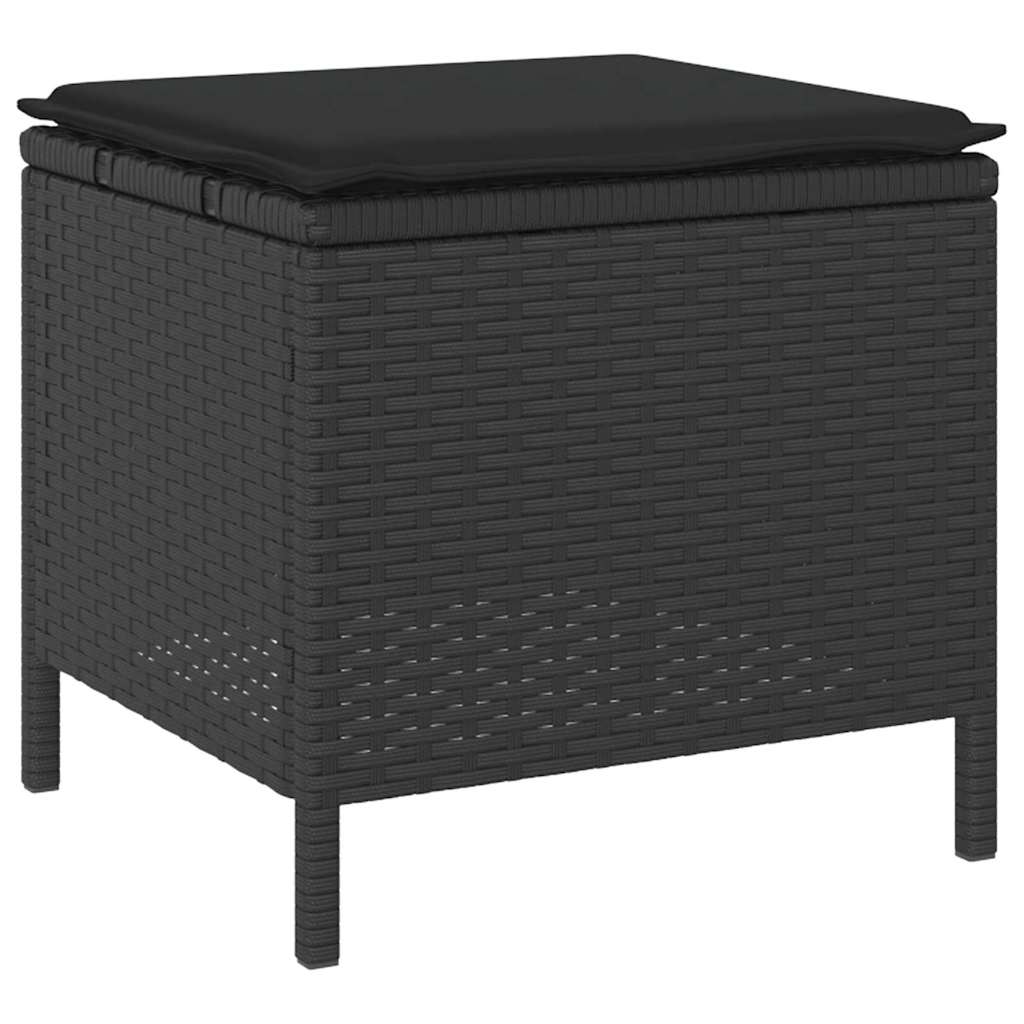 Set da Pranzo per Giardino Nero Poly Rattan 42007911