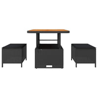 Set da Pranzo per Giardino Nero Poly Rattan 42007911