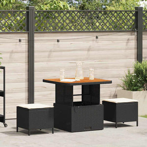 Set da Pranzo per Giardino Nero Poly Rattan 42007912