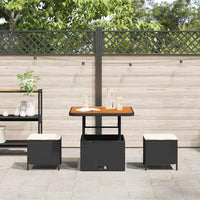 Set da Pranzo per Giardino Nero Poly Rattan 42007912