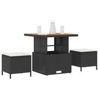 Set da Pranzo per Giardino Nero Poly Rattan 42007912