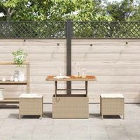 Set da Pranzo per Giardino Beige Poly Rattan 42007918