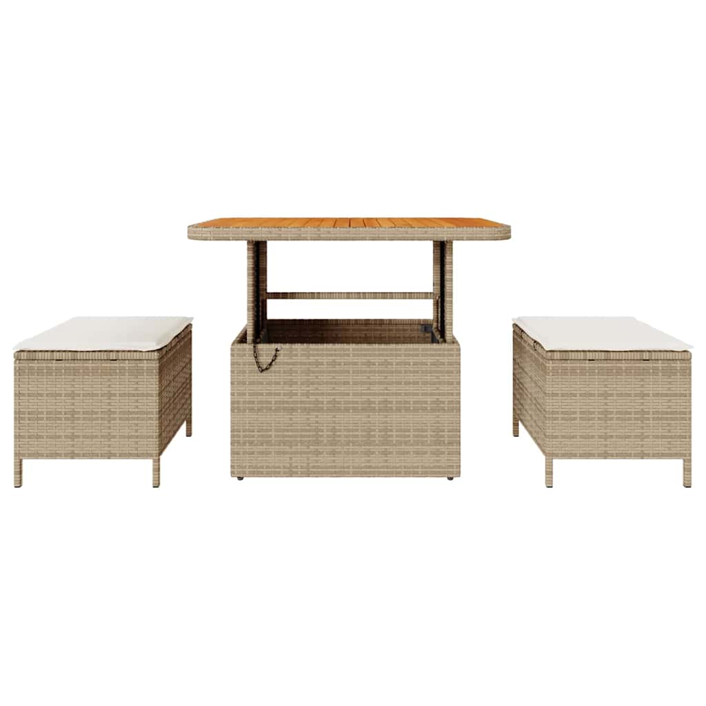 Set da Pranzo per Giardino Beige Poly Rattan 42007918